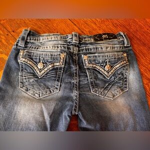 Miss Me Blue Bootcut Jeans with Embellished Pockets